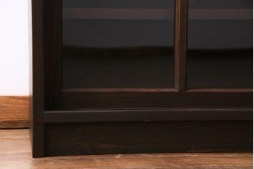 ラフジュ工房オリジナル　リメイク　レトロな雰囲気が温かみを感じる引き出し付きガラス戸棚(収納棚、サイドボード、テレビボード)