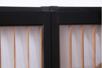 ラフジュ工房オリジナル　古建具リメイク　鶴松の組子が縁起の良いガラス戸棚(書院、収納棚、サイドボード)