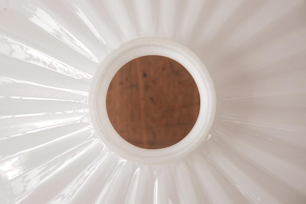 大正昭和初期　戦前　乳白内被せ水玉文電笠のペンダントライト(シェード、天井照明)