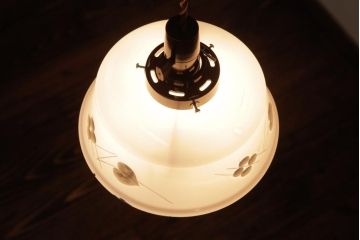 昭和初期　戦前　可愛らしい図柄のペンダントライト(電笠、シェード、天井照明)