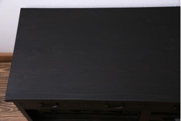 ラフジュ工房オリジナル　古建具リメイク　趣ある透かし彫りが和の風情感じる引き出し付きローボード(戸棚、収納棚、テレビボード)