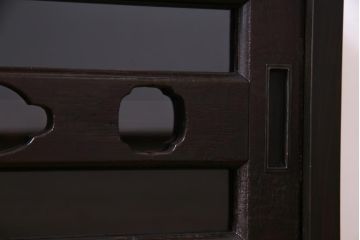 ラフジュ工房オリジナル　古建具リメイク　趣ある透かし彫りが和の風情感じる引き出し付きローボード(戸棚、収納棚、テレビボード)