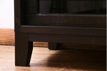 ラフジュ工房オリジナル　古建具リメイク　趣ある透かし彫りが和の風情感じる引き出し付きローボード(戸棚、収納棚、テレビボード)