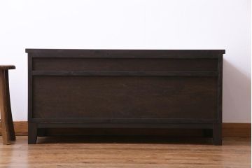 ラフジュ工房オリジナル　古建具リメイク　趣ある透かし彫りが和の風情感じる引き出し付きローボード(戸棚、収納棚、テレビボード)