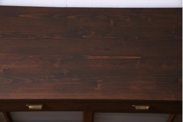 ラフジュ工房オリジナル　古い建具の枠が味わい深い横長のリビングボード(収納棚、戸棚)