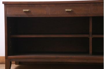ラフジュ工房オリジナル　古い建具の枠が味わい深い横長のリビングボード(収納棚、戸棚)