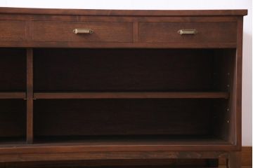 ラフジュ工房オリジナル　古い建具の枠が味わい深い横長のリビングボード(収納棚、戸棚)