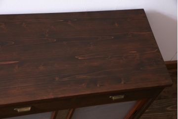 ラフジュ工房オリジナル　古い建具の枠が味わい深い横長のリビングボード(収納棚、戸棚)