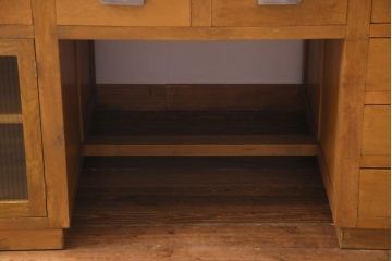レトロ家具　昭和レトロ　天板ホワイトオーク材　特大サイズ!温もり溢れるナラ材製の両面両袖デスク(パートナーデスク、作業台、ワークデスク、在宅ワーク、在宅用)