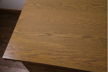 レトロ家具　昭和レトロ　天板ホワイトオーク材　特大サイズ!温もり溢れるナラ材製の両面両袖デスク(パートナーデスク、作業台、ワークデスク、在宅ワーク、在宅用)