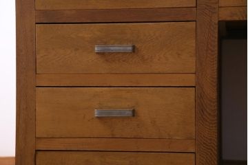 レトロ家具　昭和レトロ　天板ホワイトオーク材　特大サイズ!温もり溢れるナラ材製の両面両袖デスク(パートナーデスク、作業台、ワークデスク、在宅ワーク、在宅用)