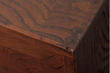 アンティーク雑貨　和製アンティーク　高級品!　三方ケヤキ材　鮮明な杢目が魅力の書箱(収納箱、収納棚)