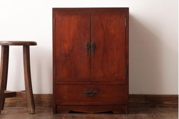 アンティーク家具　昭和初期　ヒノキ材　懐かしさと味わい深さが漂う小型収納棚(収納箱、書箱)