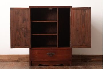 アンティーク家具　昭和初期　ヒノキ材　懐かしさと味わい深さが漂う小型収納棚(収納箱、書箱)