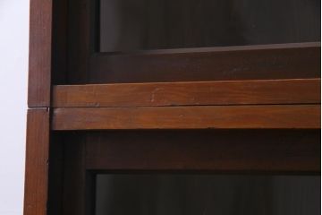 アンティーク家具　大正昭和期　シンプルで使い勝手の良い2段重ね収納棚(飾り棚、ガラス戸棚、本箱)(1)