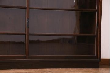 アンティーク家具　大正昭和期　シンプルで使い勝手の良い2段重ね収納棚(飾り棚、ガラス戸棚、本箱)(1)