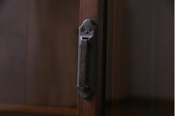 アンティーク家具　大正昭和期　シンプルで使い勝手の良い2段重ね収納棚(飾り棚、ガラス戸棚、本箱)(1)