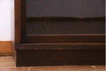 アンティーク家具　大正昭和期　シンプルで使い勝手の良い2段重ね収納棚(飾り棚、ガラス戸棚、本箱)(1)