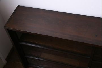 アンティーク家具　大正昭和期　シンプルで使い勝手の良い2段重ね収納棚(飾り棚、ガラス戸棚、本箱)(1)
