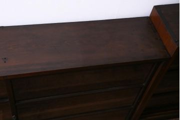 アンティーク家具　大正昭和期　シンプルで使い勝手の良い2段重ね収納棚(飾り棚、ガラス戸棚、本箱)(1)