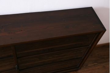 アンティーク家具　大正昭和期　シンプルで使い勝手の良い2段重ね収納棚(飾り棚、ガラス戸棚、本箱)(1)