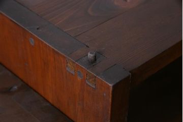 アンティーク家具　大正昭和期　シンプルで使い勝手の良い2段重ね収納棚(飾り棚、ガラス戸棚、本箱)(1)