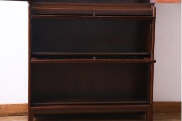 アンティーク家具　イギリスアンティーク　マホガニー材　ステンドグラスのゆらぎが味わい深いスタッキングブックケース(本箱、収納棚)