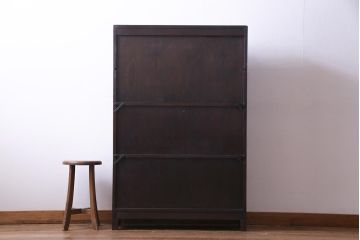 アンティーク家具　イギリスアンティーク　マホガニー材　ステンドグラスのゆらぎが味わい深いスタッキングブックケース(本箱、収納棚)