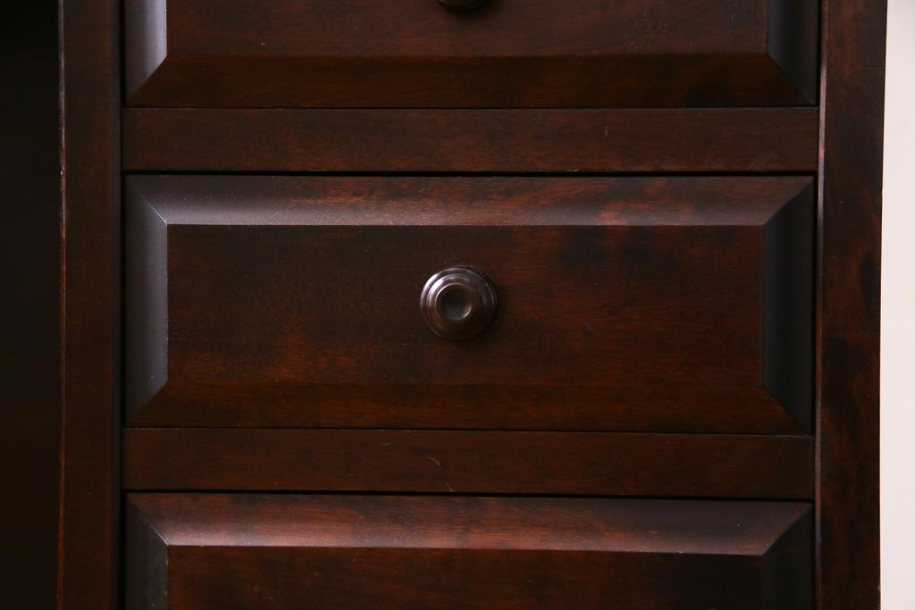 中古　北海道民芸家具　深みのある美しい木肌が上品な雰囲気漂うビューローブックケース(ライティングビューロー、机、本箱、収納棚)(定価約49万円)