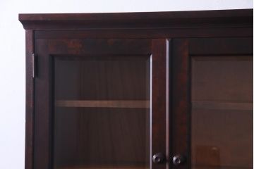 中古　北海道民芸家具　深みのある美しい木肌が上品な雰囲気漂うビューローブックケース(ライティングビューロー、机、本箱、収納棚)(定価約49万円)