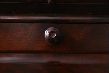 中古　北海道民芸家具　深みのある美しい木肌が上品な雰囲気漂うビューローブックケース(ライティングビューロー、机、本箱、収納棚)(定価約49万円)