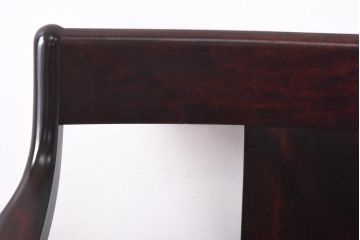 中古　松本民芸家具　#77型　ラッシ座(ガマ座)の曲肘イス(アームチェア、椅子)(定価約23万円)(2)
