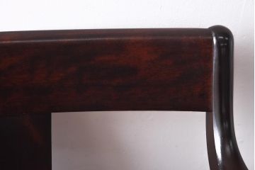 中古　松本民芸家具　#77型　ラッシ座(ガマ座)の曲肘イス(アームチェア、椅子)(定価約23万円)(2)