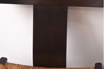 中古　松本民芸家具　#77型　ラッシ座(ガマ座)の曲肘イス(アームチェア、椅子)(定価約23万円)(3)