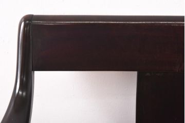 中古　松本民芸家具　#77型　ラッシ座(ガマ座)の曲肘イス(アームチェア、椅子)(定価約23万円)