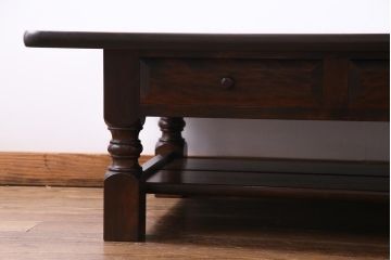 中古　特注品　松本民芸家具　引き出し付き　高級感のあるローテーブル(センターテーブル、座卓)