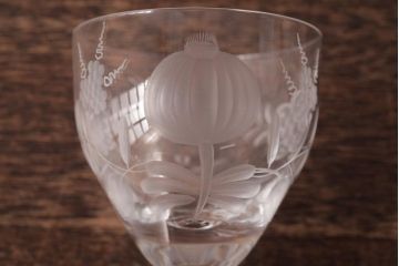 中古　MEISSEN(マイセン)　ブルーオニオン　グラヴィール彫刻が目を引くペアゴブレット(グラス)