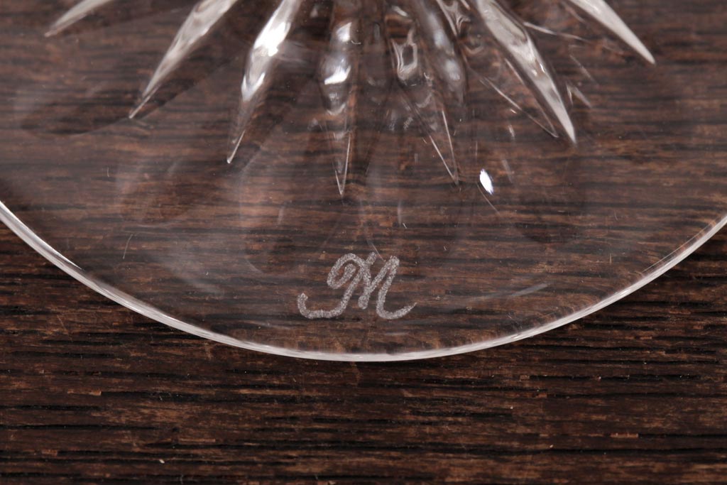 中古　MEISSEN(マイセン)　ブルーオニオン　グラヴィール彫刻が目を引くペアゴブレット(グラス)