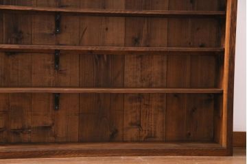 レトロ家具　和製アンティーク　大正昭和初期　前面ナラ材　レトロな佇まいが味わい深い薄型のガラス収納棚(戸棚、サイドボード)