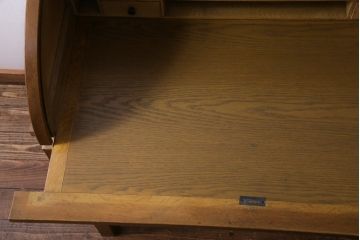 アンティーク家具　和製アンティーク　ナラ材　上手物　大正ロマンの雰囲気漂うロールトップデスク(ライティングビューロー、机、在宅ワーク、在宅用蛇腹)