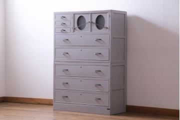 和製アンティーク　ペイント家具　レトロなデザインとシャビーな雰囲気がお洒落な重ねチェスト(引き出し、収納たんす、整理箪笥)(R-034541)