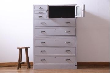 和製アンティーク　ペイント家具　レトロなデザインとシャビーな雰囲気がお洒落な重ねチェスト(引き出し、収納たんす、整理箪笥)(R-034541)