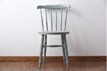 ペイント家具　ビーチ材　丸い座面が可愛らしいフランスアンティークのダイニングチェア(椅子)
