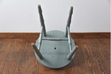 ペイント家具　ビーチ材　丸い座面が可愛らしいフランスアンティークのダイニングチェア(椅子)