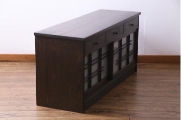 ラフジュ工房オリジナル　建具リメイク　懐かしく落ち着いた雰囲気の引き出し付きテレビボード(収納棚、サイドボード、戸棚)