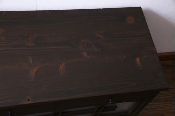 ラフジュ工房オリジナル　建具リメイク　懐かしく落ち着いた雰囲気の引き出し付きテレビボード(収納棚、サイドボード、戸棚)