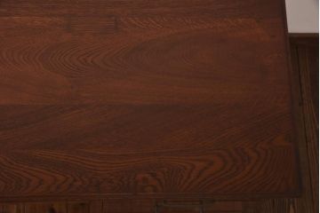 昭和レトロ　ナラ材　薄型リメイク　味のある素朴な風合いのワークデスク(片袖机、在宅ワーク、在宅用)