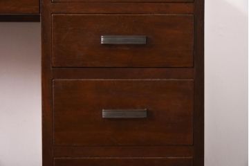 昭和レトロ　ナラ材　薄型リメイク　味のある素朴な風合いのワークデスク(片袖机、在宅ワーク、在宅用)