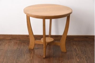 レトロ家具　昭和レトロ　栓材　あたたかな空間づくりに活躍するコーヒーテーブル(ラウンドテーブル、花台)