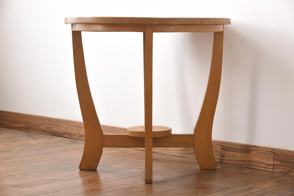 レトロ家具　昭和レトロ　栓材　あたたかな空間づくりに活躍するコーヒーテーブル(ラウンドテーブル、花台)